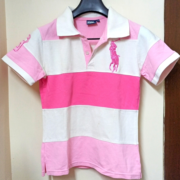 Polo by Ralph Lauren Pink & White Polo T Shirt